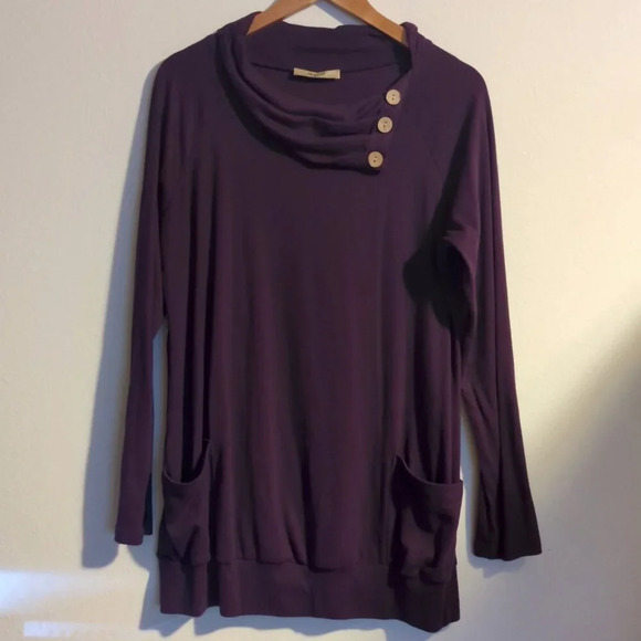 Raglan Long Sleeve Cowl Neck Pullover with Pockets Size XL - Picture 2 of 9